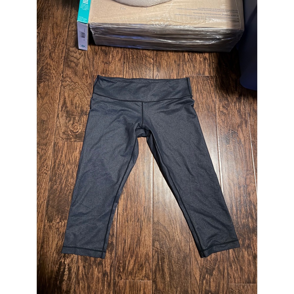Lululemon Wunder Under Crop Leggings Navy Blue Denim Womens Size 10 Low Rise